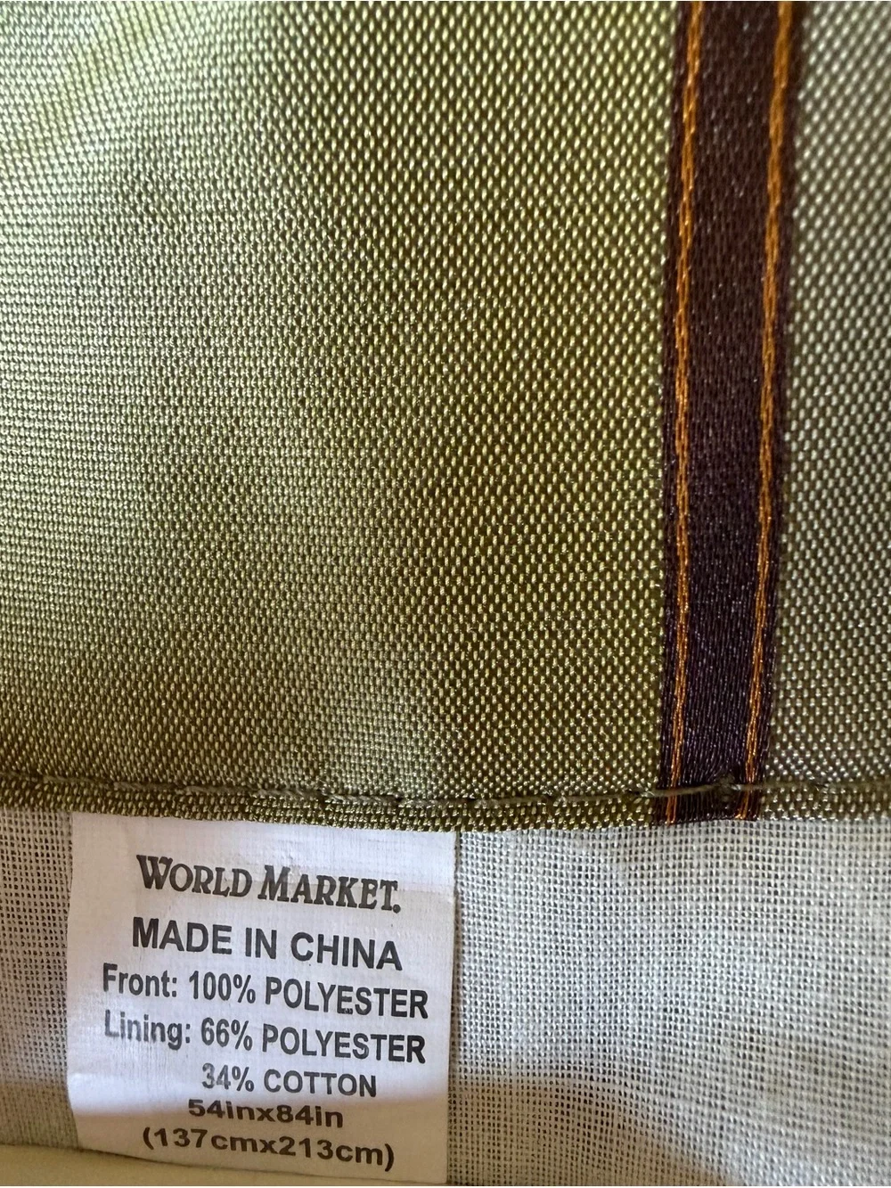 Two Window Curtains Imperial Striped Green Olive Sage World Market 54x84”